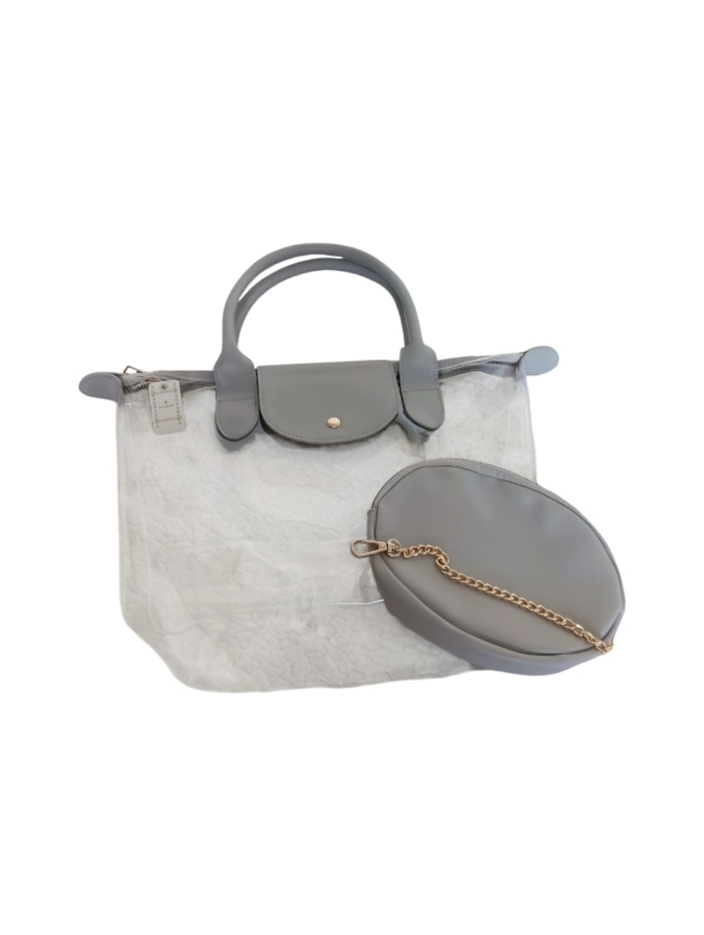 Clear Vinyl Gray Tote Bag - Picture 5 of 10